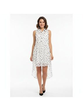 Honey Store Audrey Skull Print Hi-Low Dress – White/Black, Size M NWT